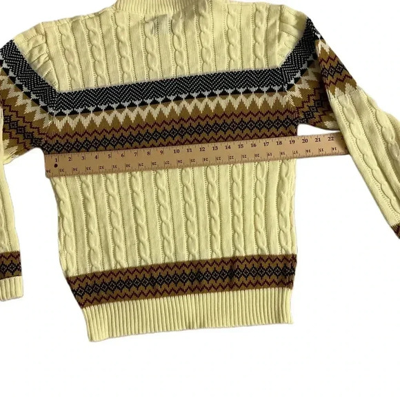 Vintage JCPenney Cream Cable Knit Crewneck Sweater Medium Pullover Patterned - Picture 4 of 5
